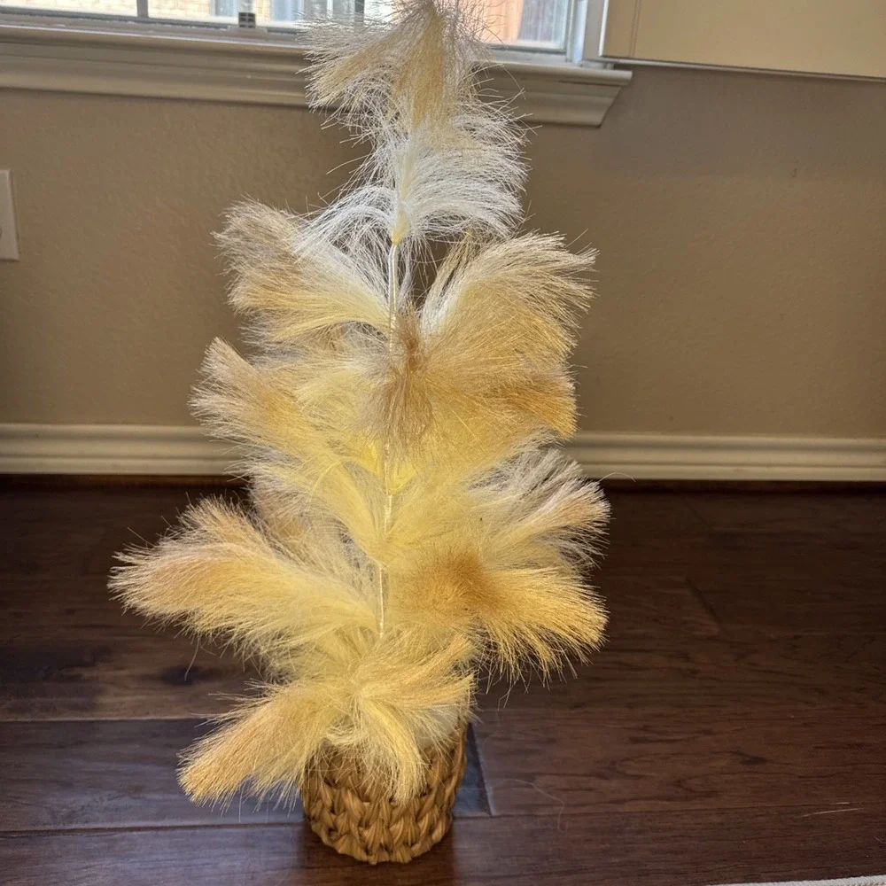 Pampas Grass Christmas Tree Faux Woven Basket 24